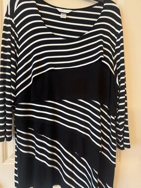 Christopher & Banks Black and White Striped Layered Tee